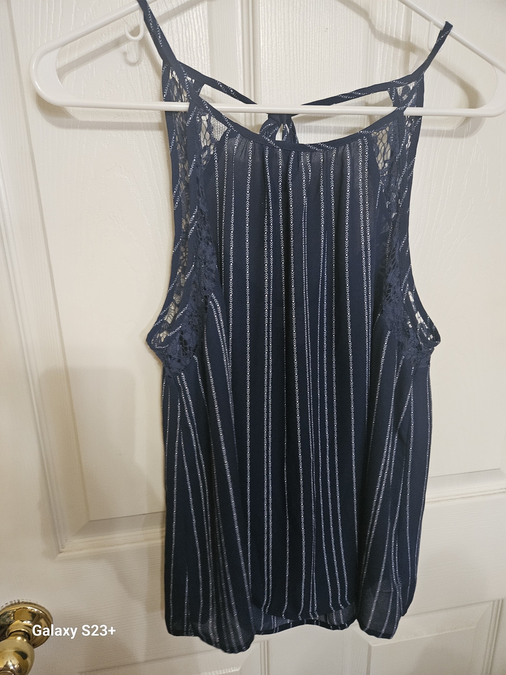 Ariat Maya Womens Navy Lace Top Tank Blouse Striped Size M Western Country Girl